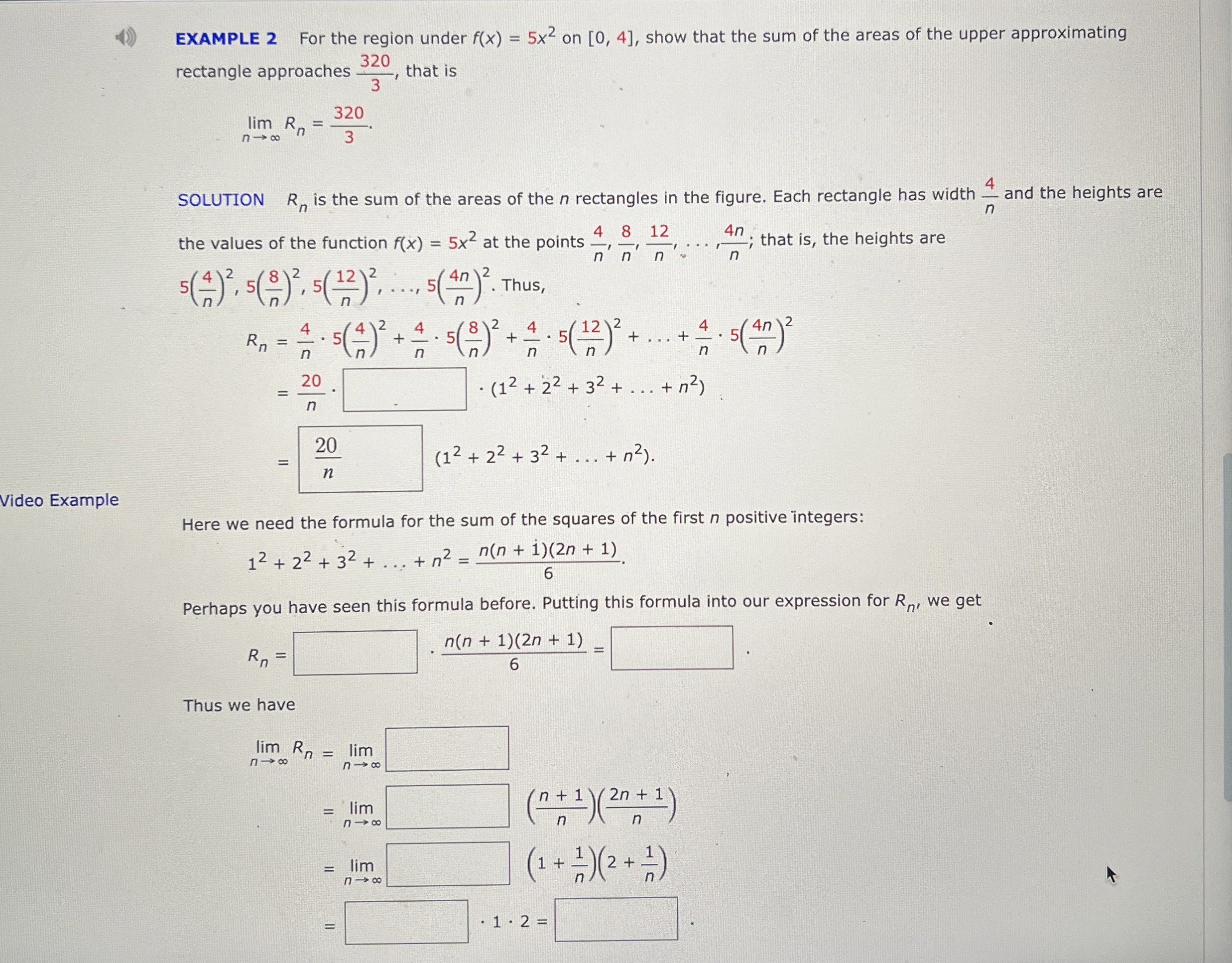 EXAMPLE 2 For the region under f ( x ) = 5 x 2 on