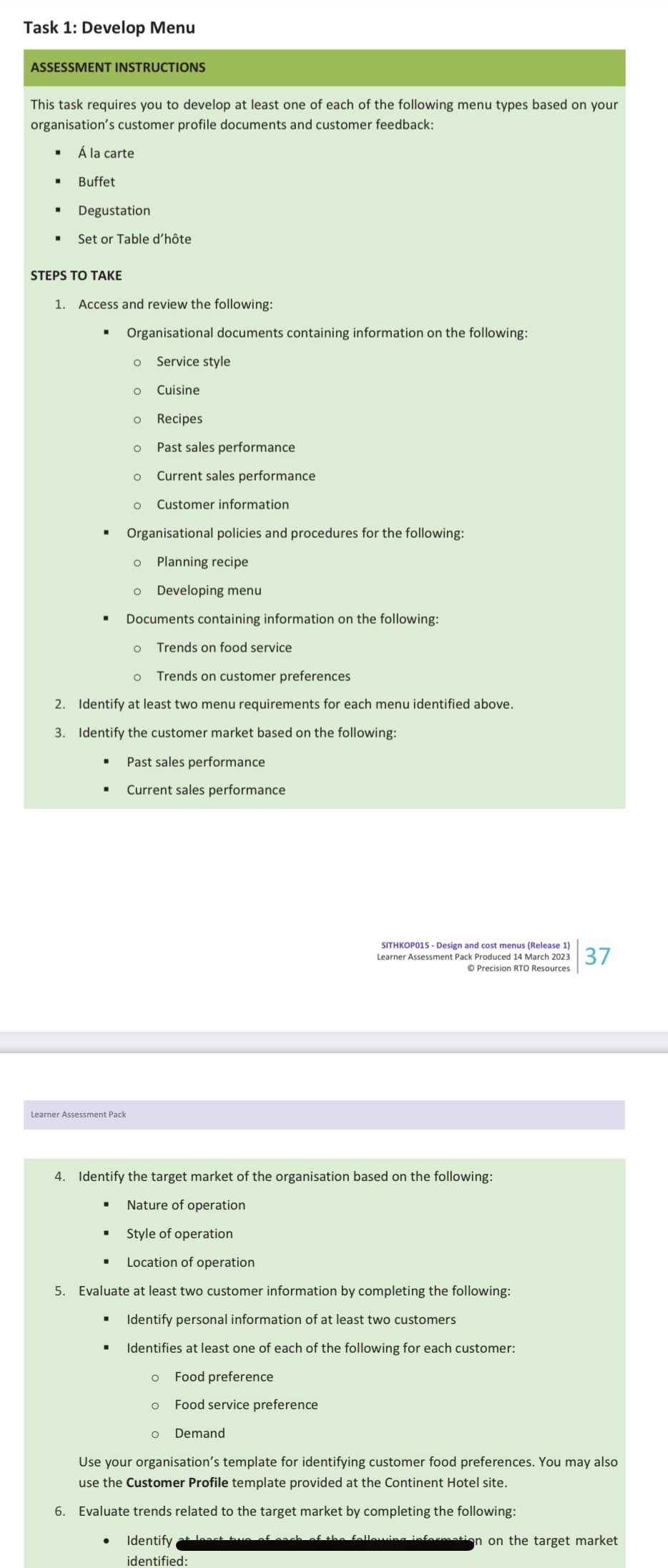 Task 1: Develop Menu This task requires you to