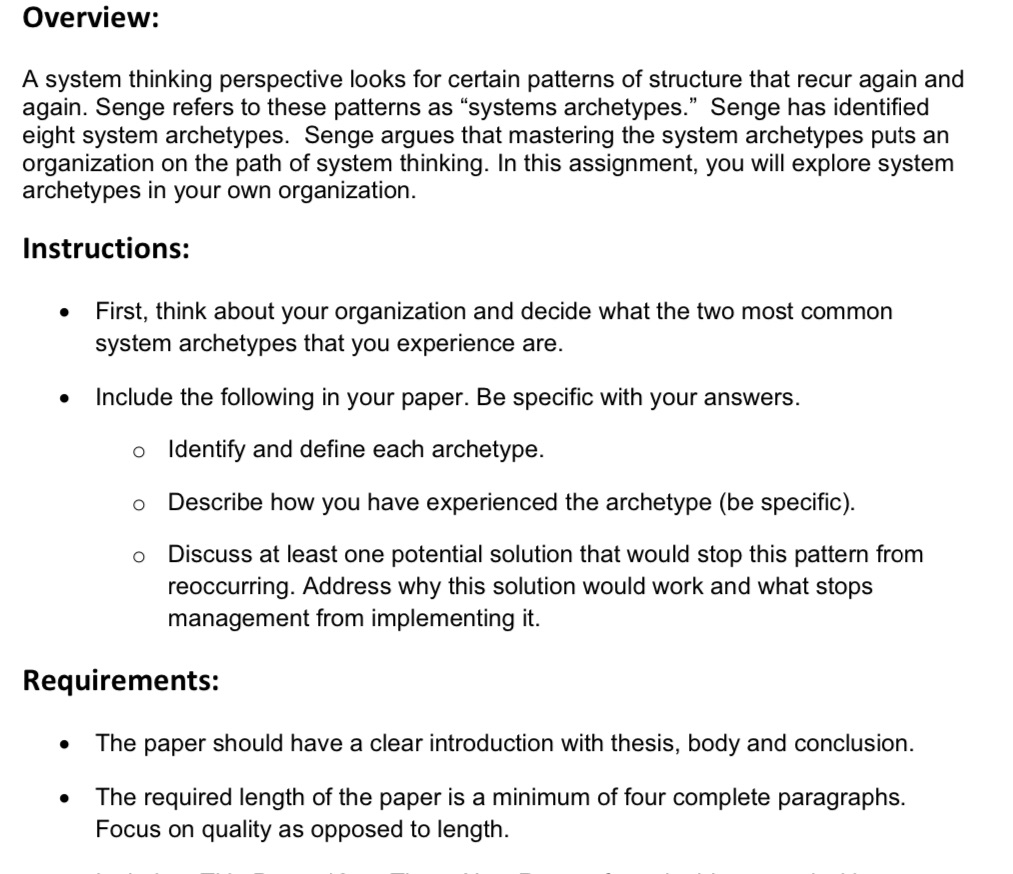 Overview: A system thinking perspective looks for