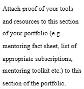 Attach proof of your tools and resources to this