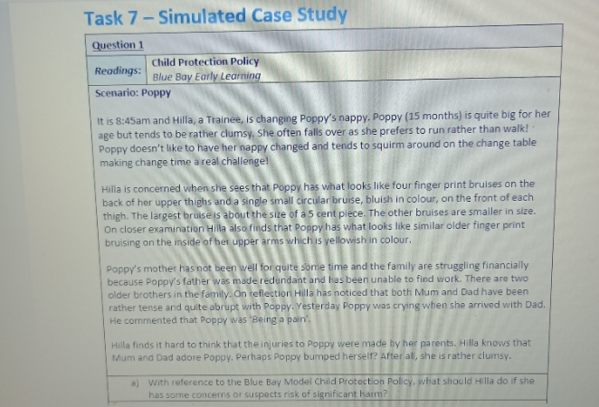 I need an example for a report for this case