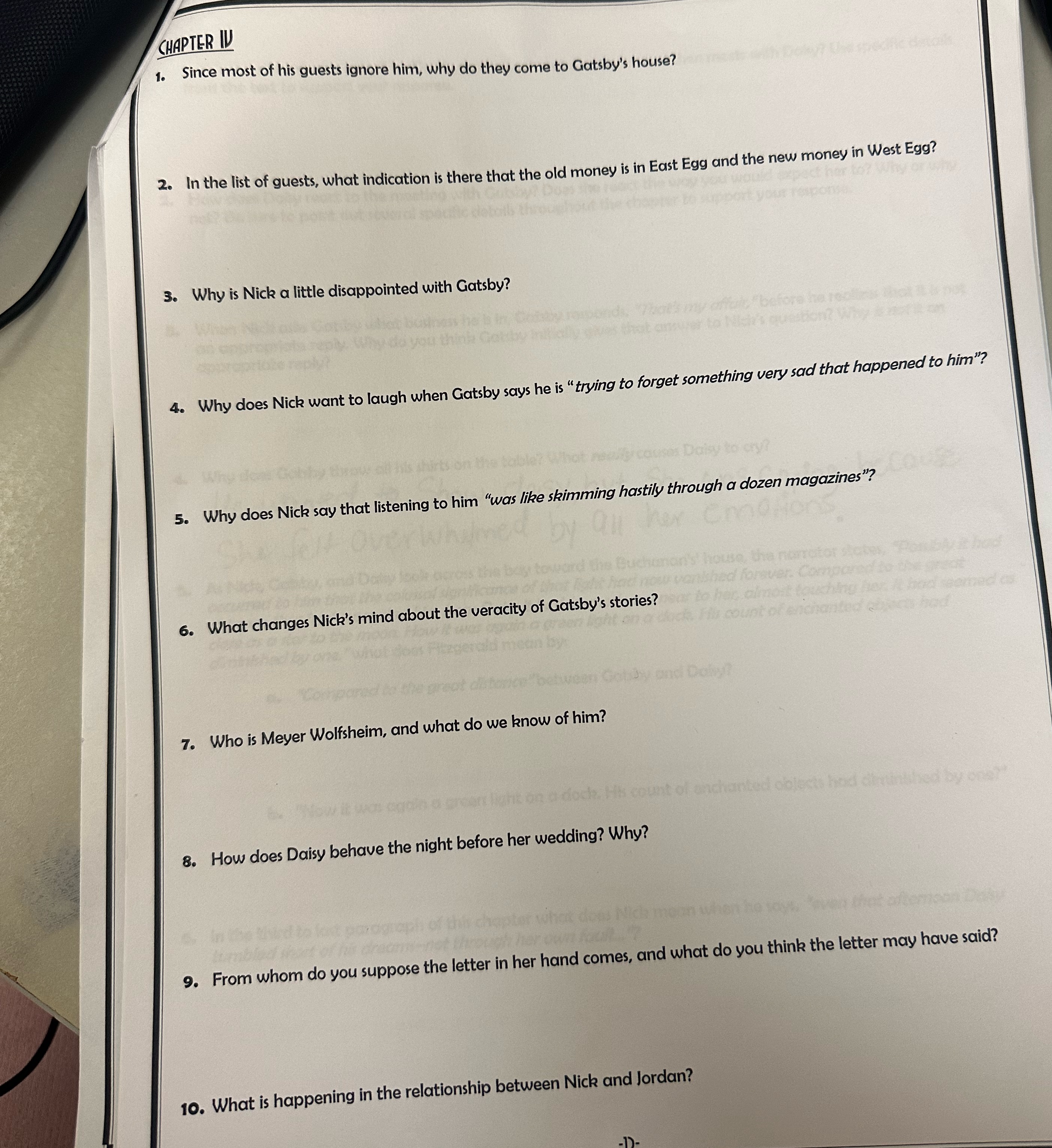 Answer the questions from chapter 4 from the