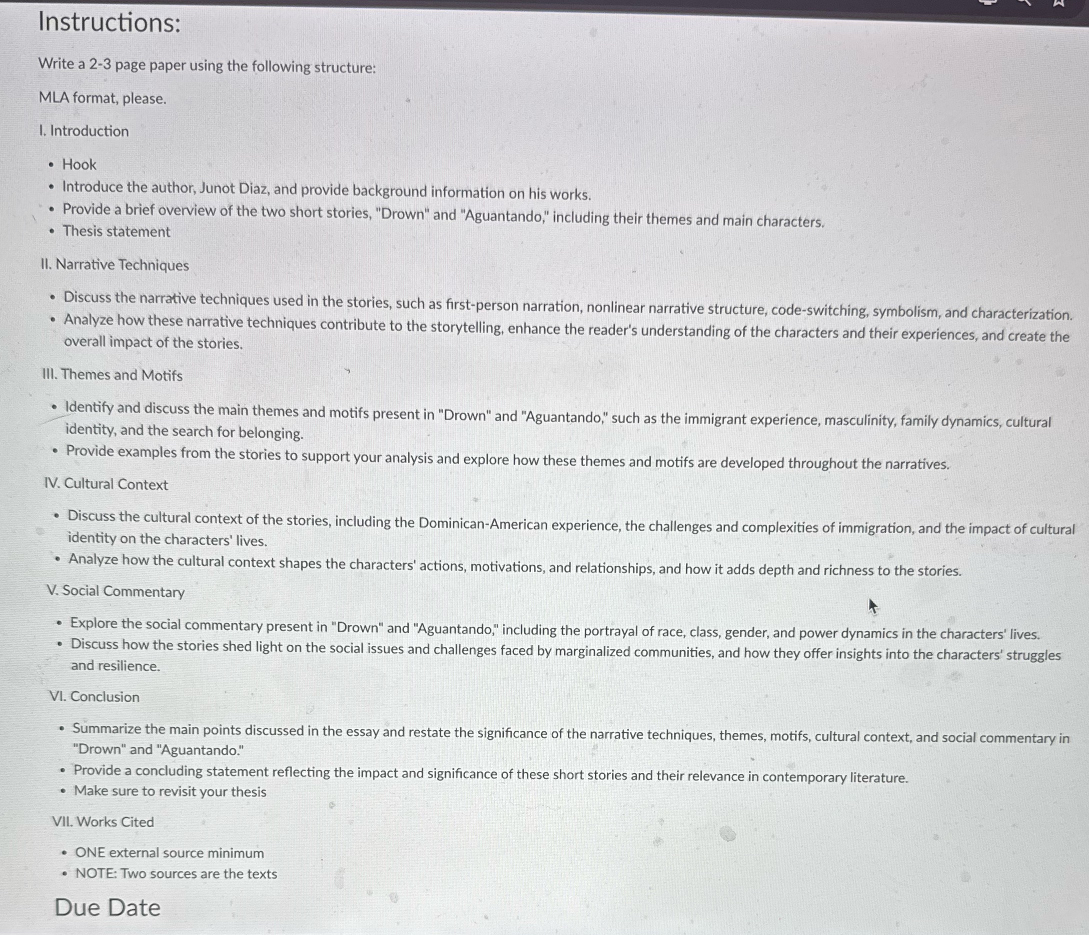 Instructions: Write a 2-3 page paper using the