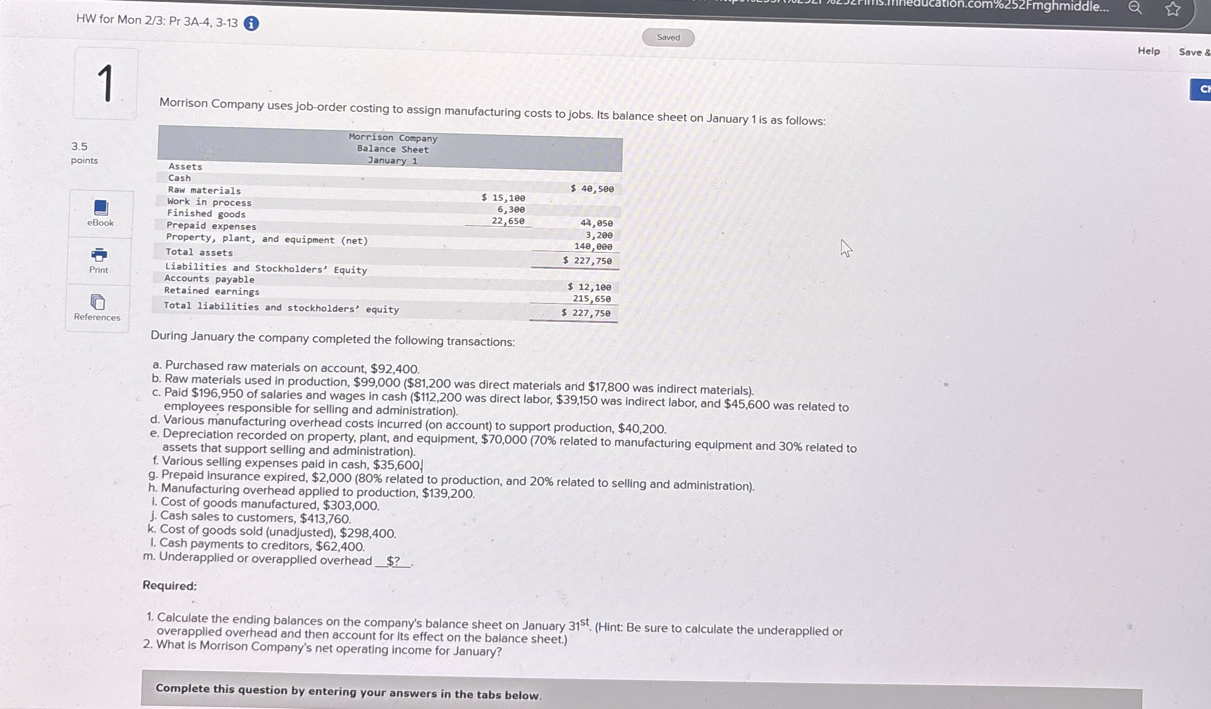 HW for Mon 2 / 3 : Pr 3 A - 4 , 3 - 1 3 1