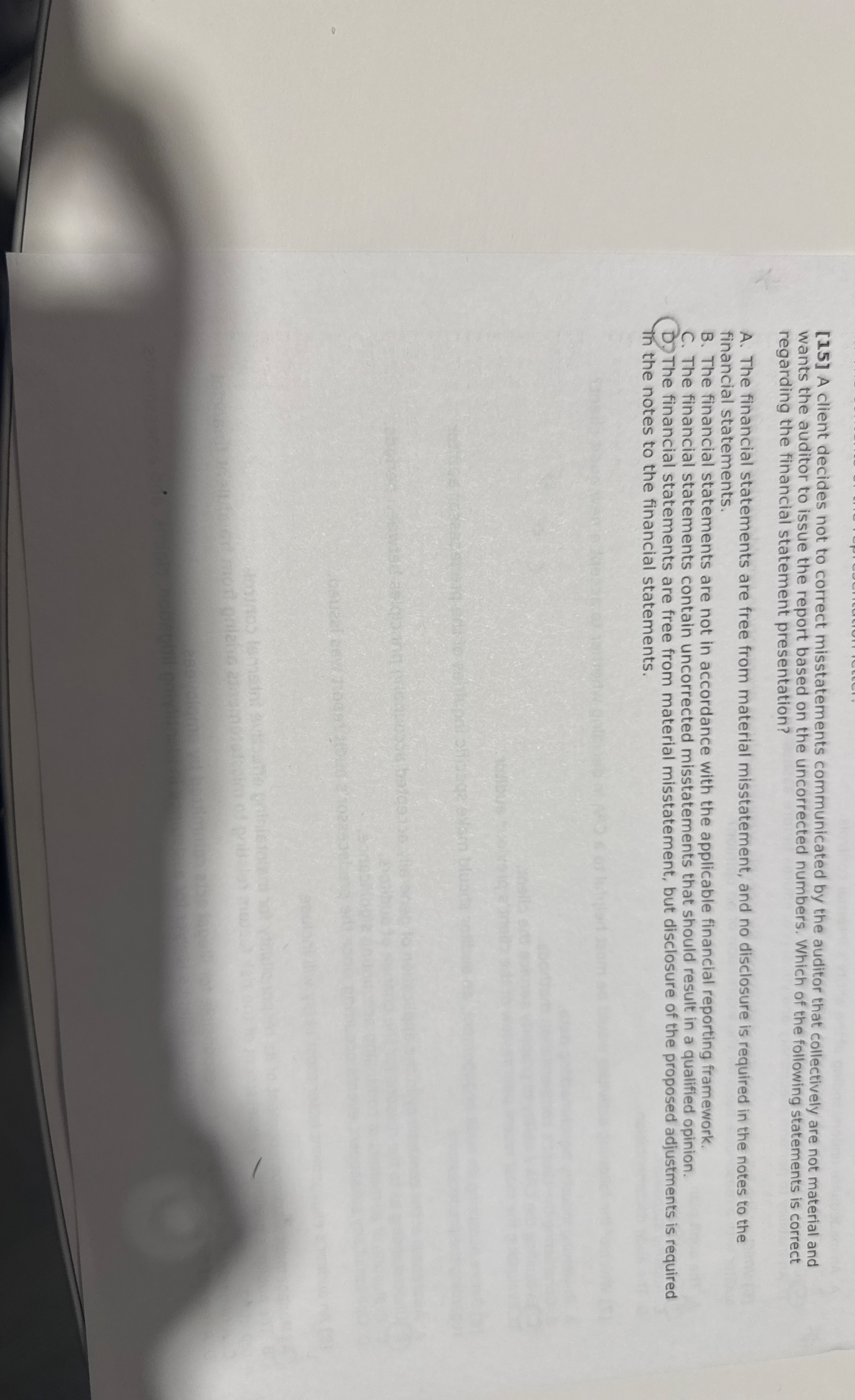 [ 1 5 ] A client decides not to correct