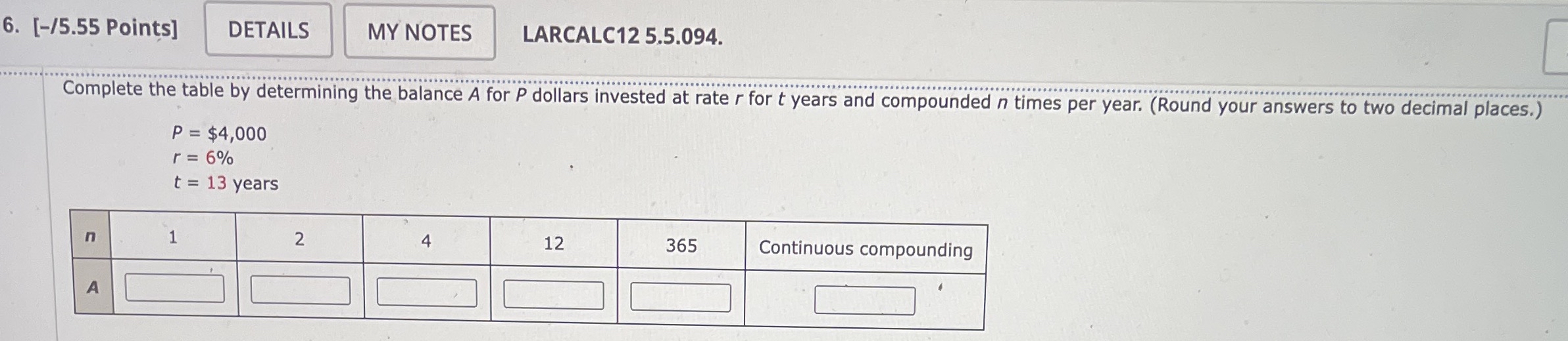 [ - / 5 . 5 5 Points ] LARCALC 1 2 5 . 5 . 0 9 4
