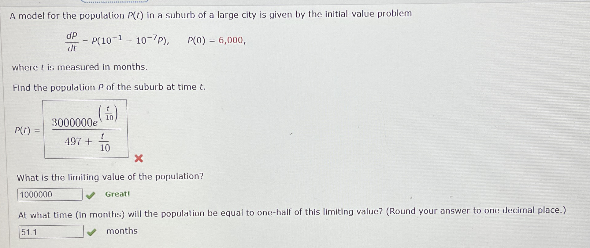 A model for the population P ( t ) in a suburb of