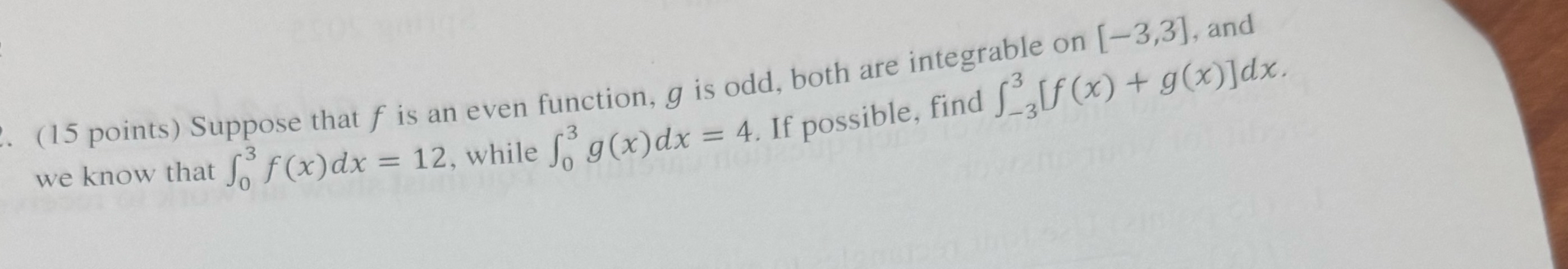 Suppose that f is an even function, g is odd,