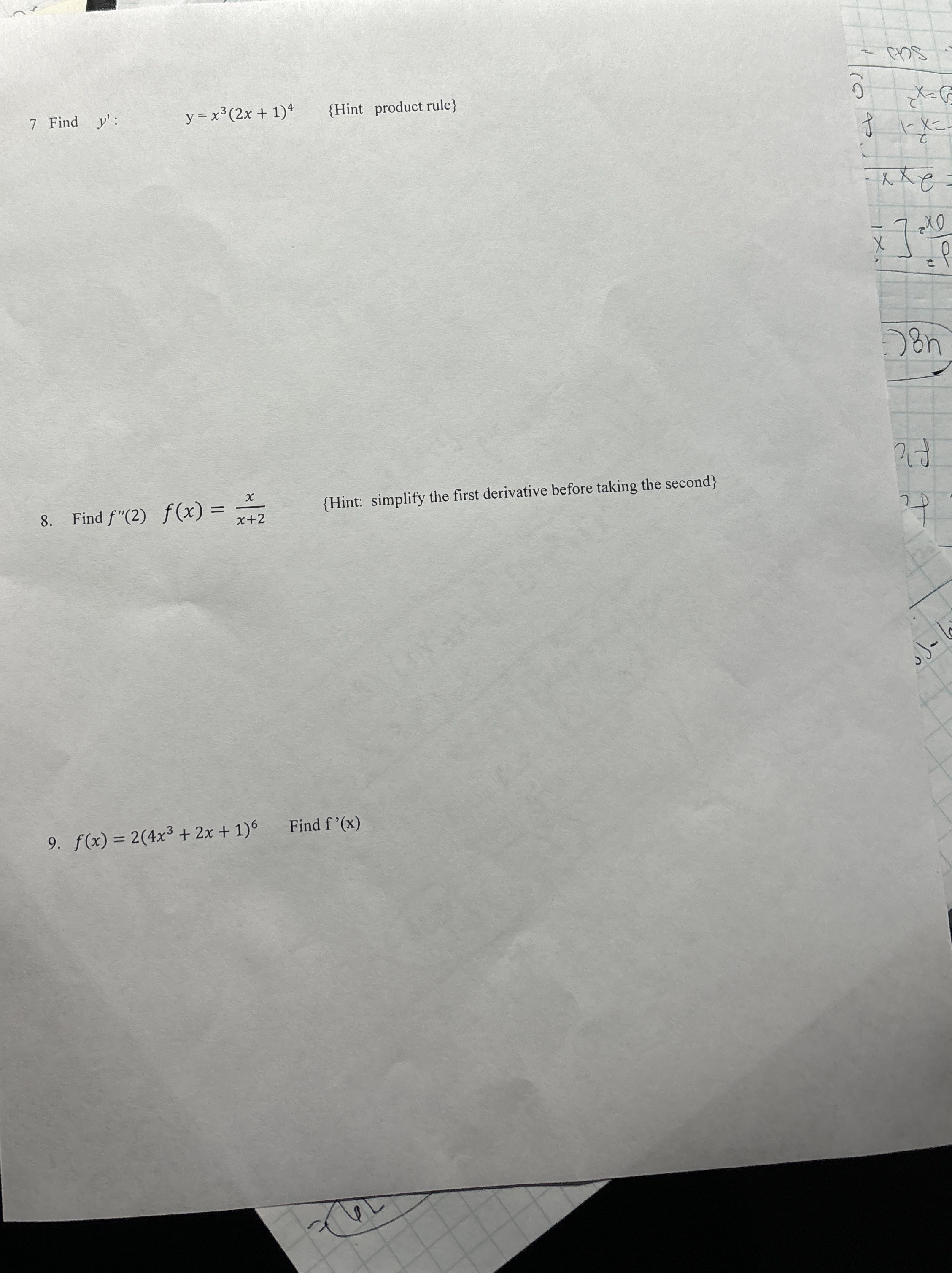 7 Find y ' : , y = x 3 ( 2 x + 1 ) 4 { Hint