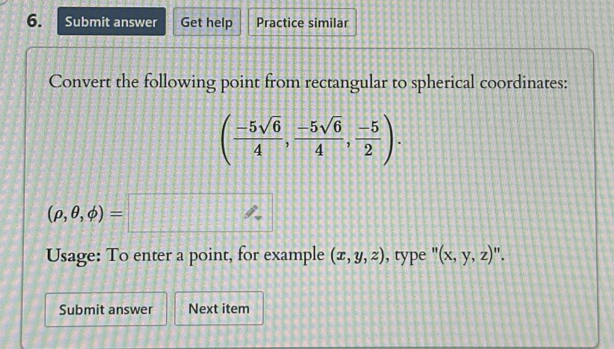 Submit answer Get help Practice similar Convert