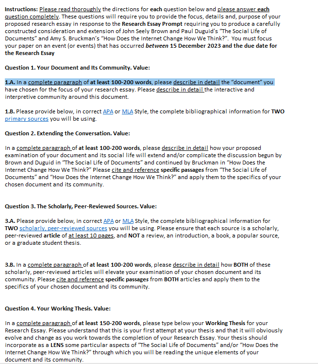 Instructions: Please read thoroughly the