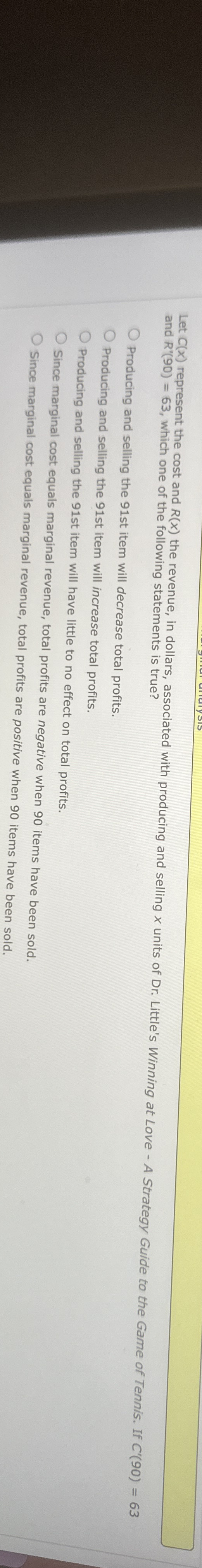 Let C ( x ) represent the cost and R ( x ) the