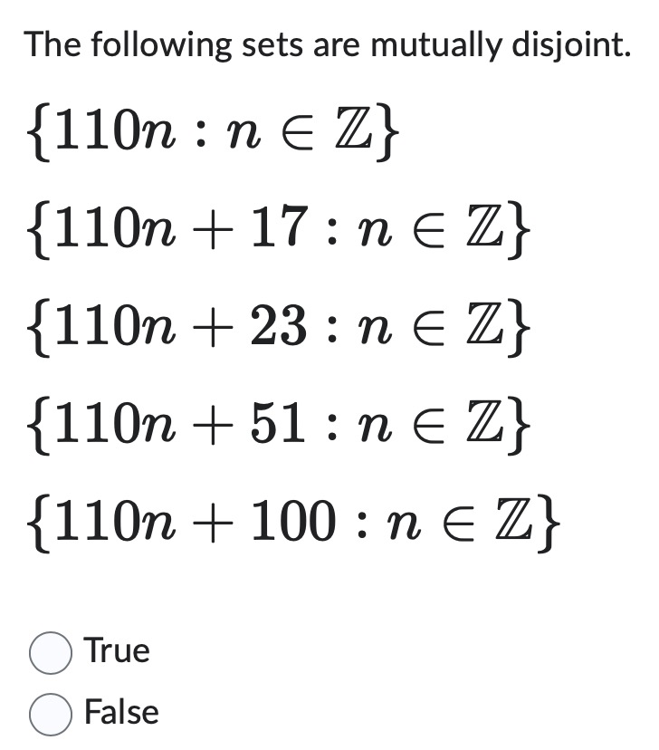 answer The following sets are mutually disjoint.