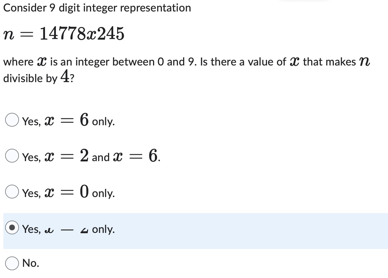 answer Consider 9 digit integer representation n