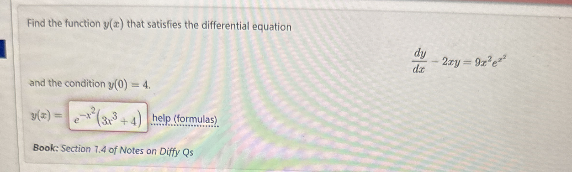Find the function y ( x ) that satisfies the