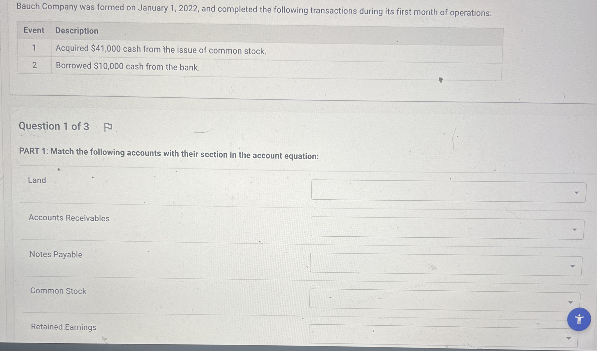 Bauch Company was formed on January 1 , 2 0 2 2 ,