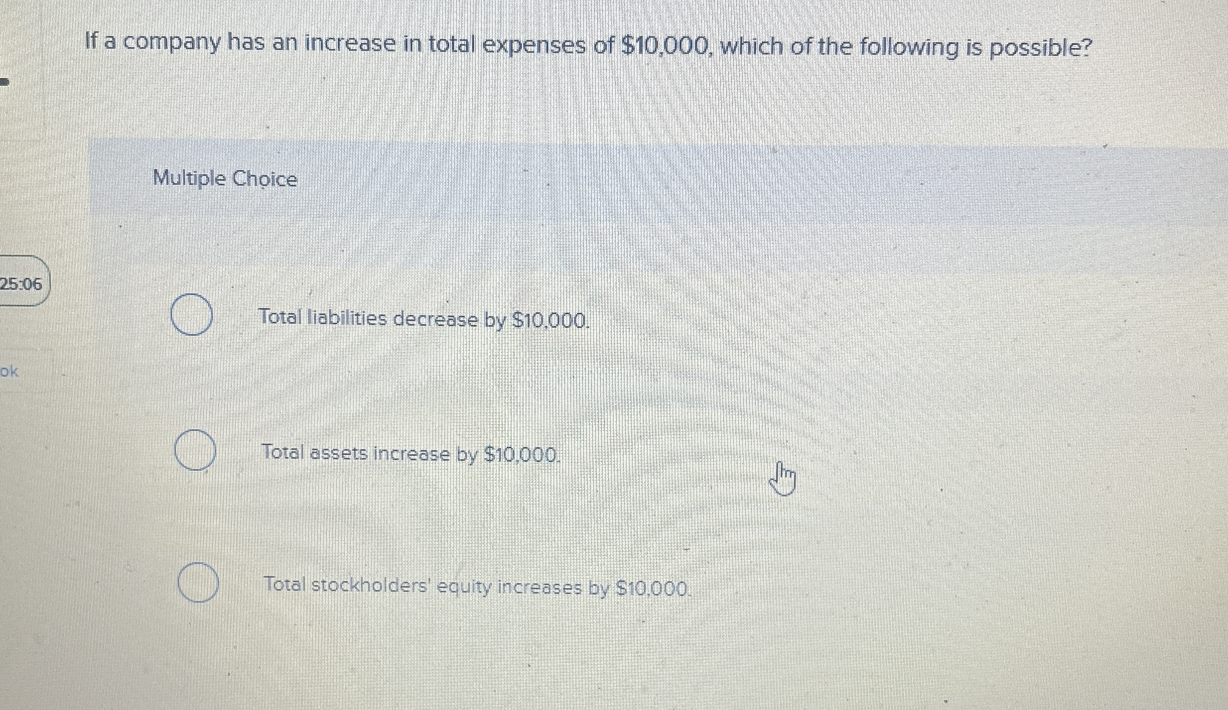 If a company has an increase in total expenses of