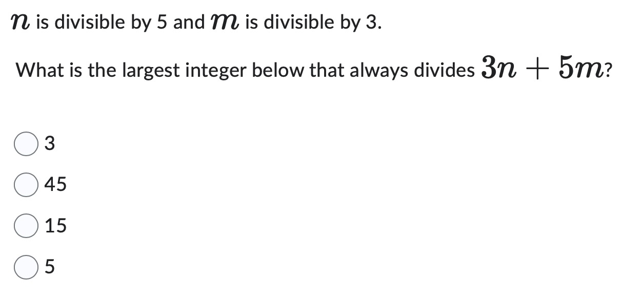 answer n is divisible by 5 and M is divisible by