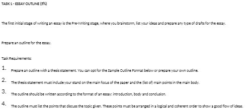 TASK 1 - ESSAY OUTLINE (319) The first initial
