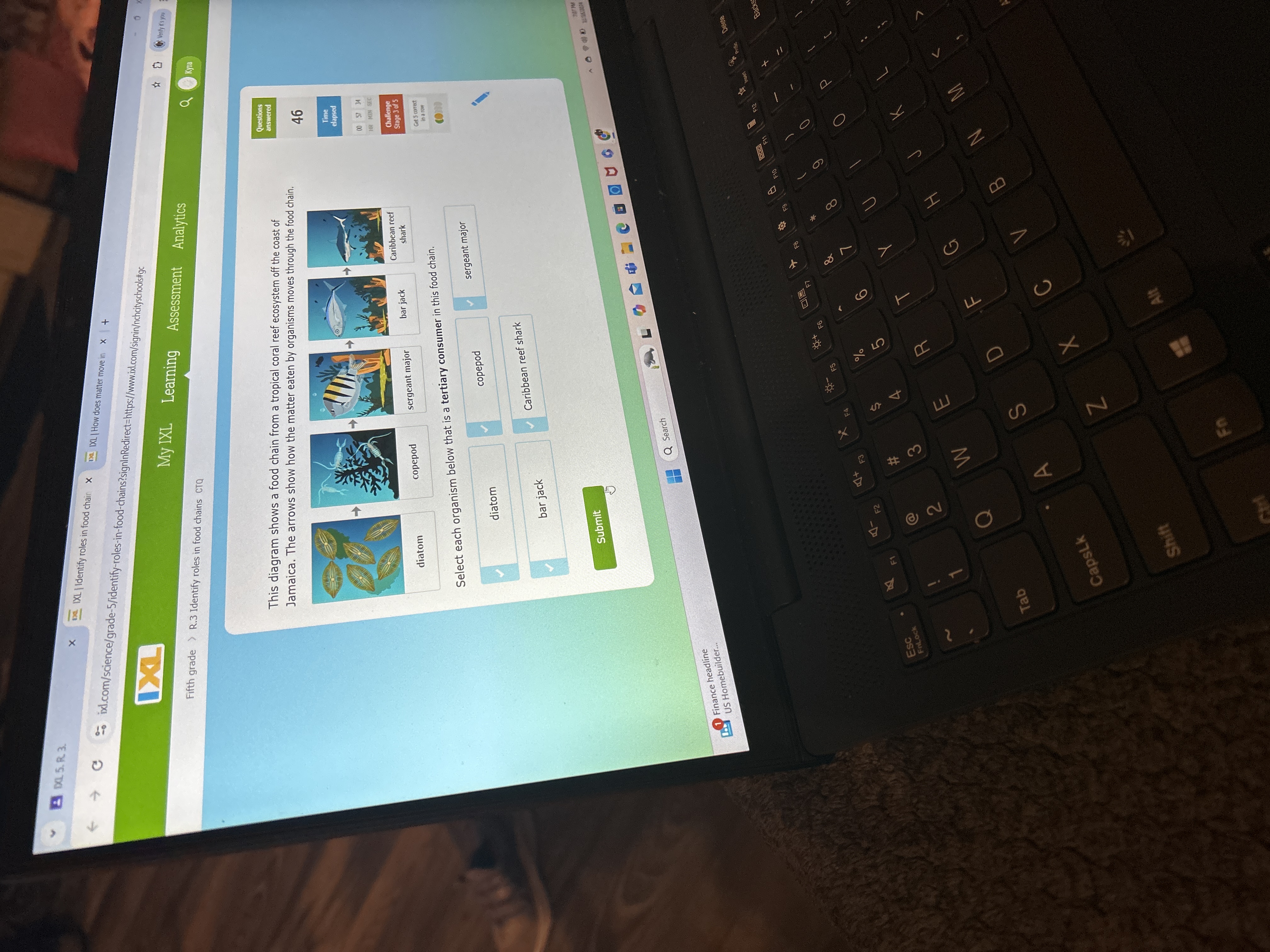 Answer B X1 5. R. 3. x De IXL | Identify roles in