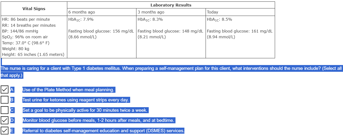answer Laboratory Results Vital Signs 6 months