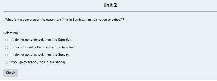 answer Unit 2 What is the converse of the