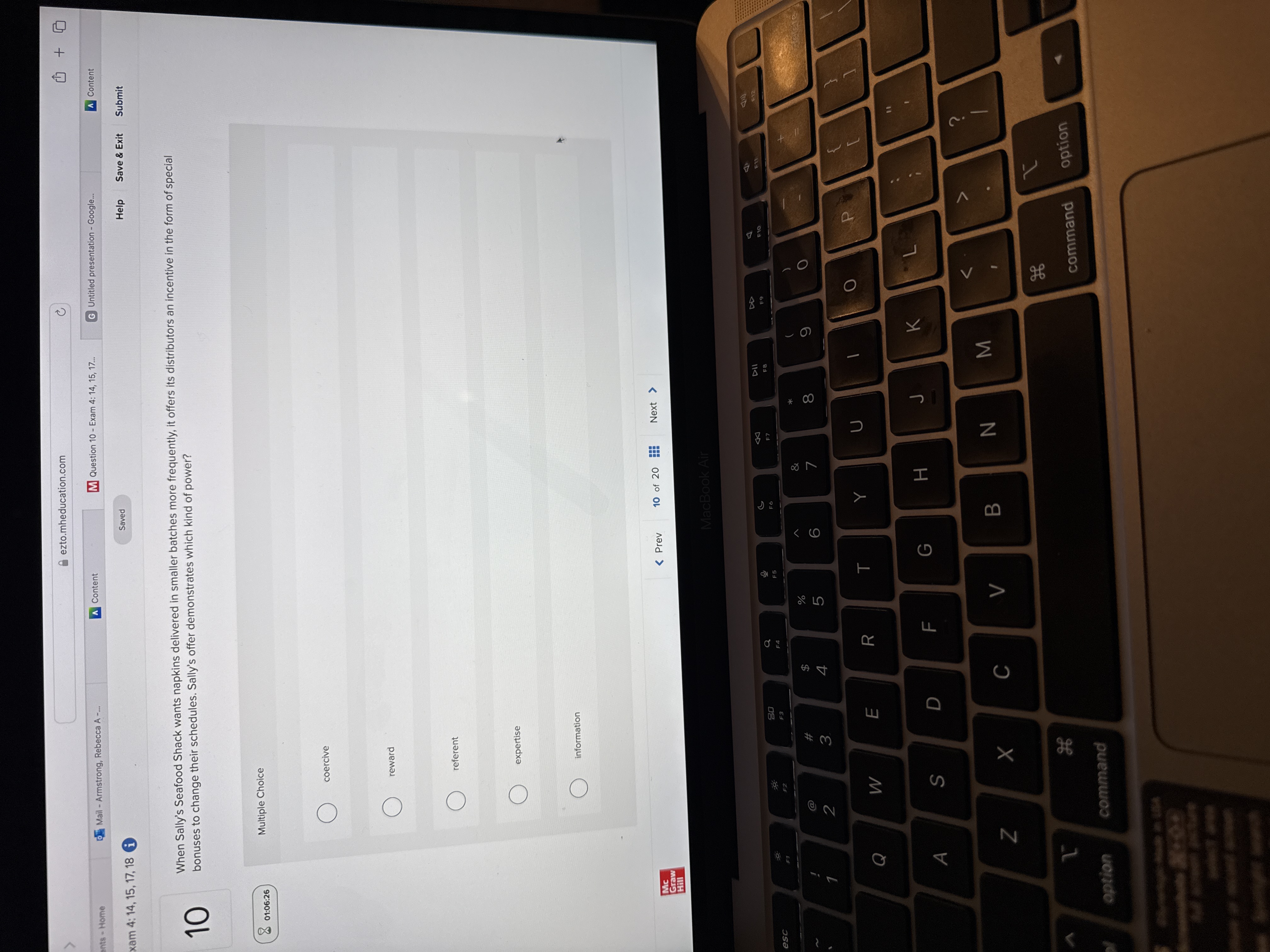 answer ezto.mheducation.com C + nts - Home Mail -