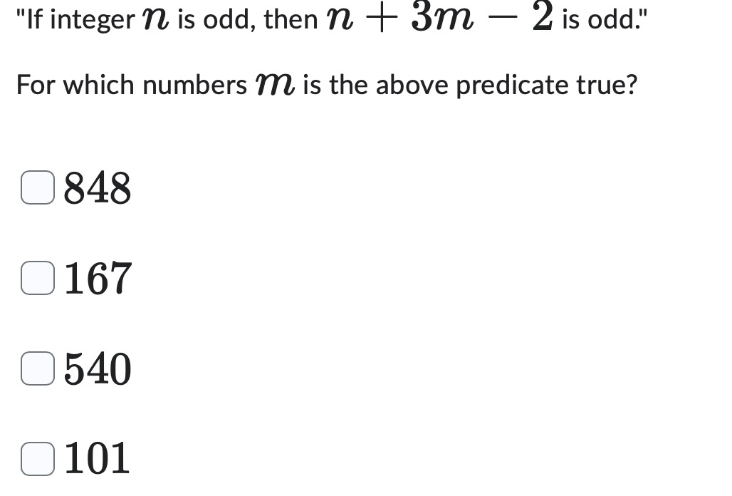 answer "If integer 70 is odd, then 72 + 371 2 is