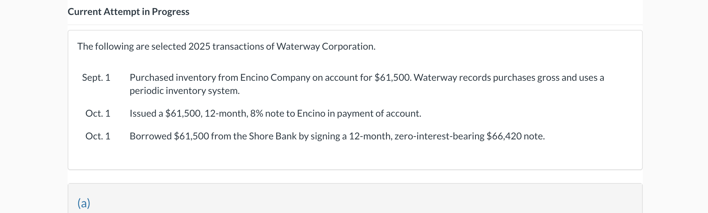 Current Attempt in Progress The following are