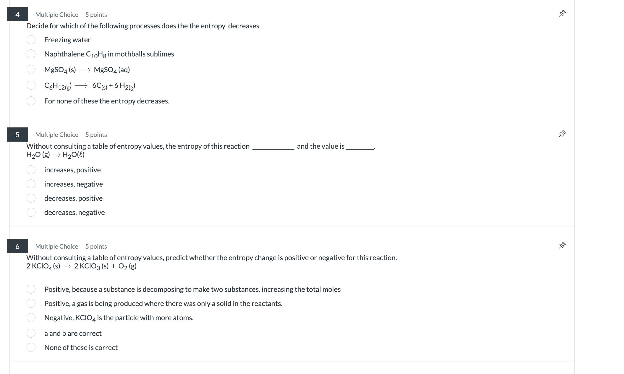 answer Multiple Choice 5 points Decide for which