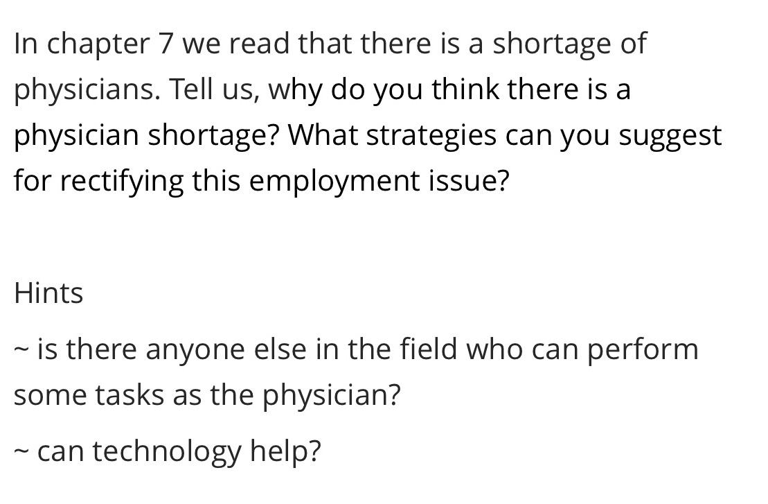 In chapter 7 we read that there is a shortage of