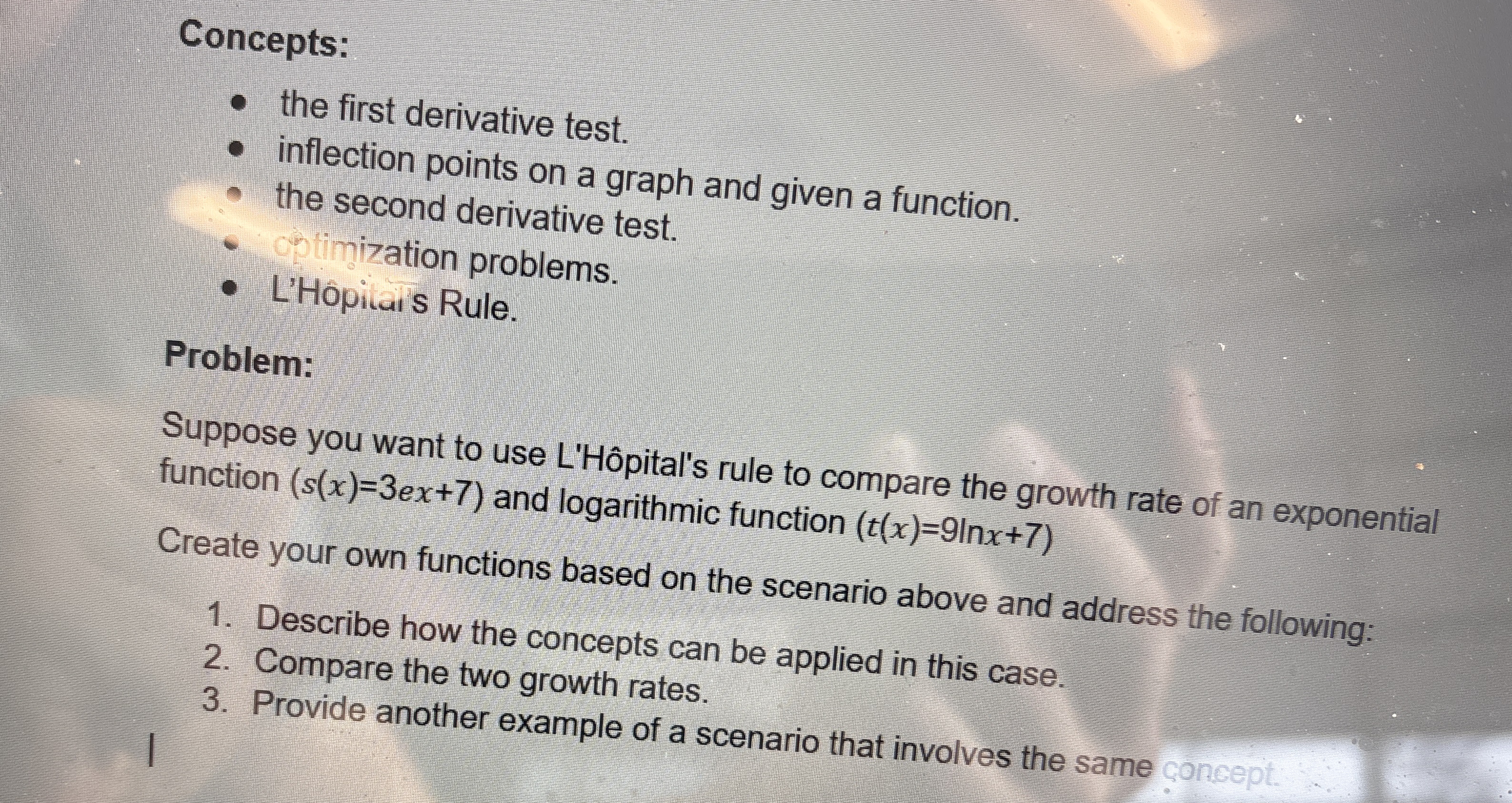 Concepts: the first derivative test. inflection