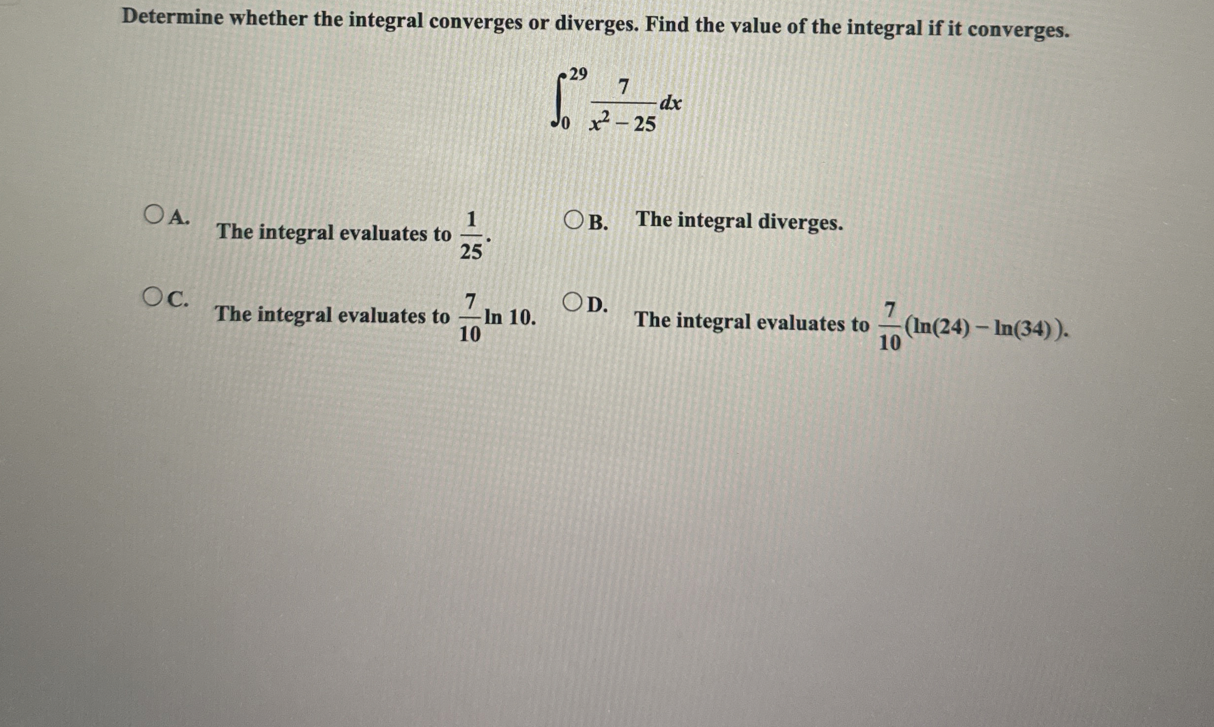 Determine whether the integral converges or
