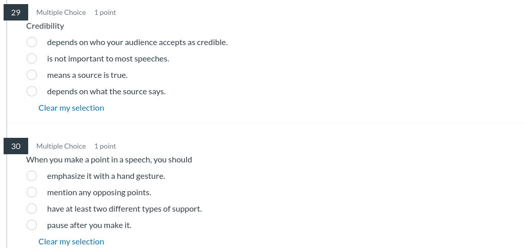 answer Multiple Choice 1 point Credibility