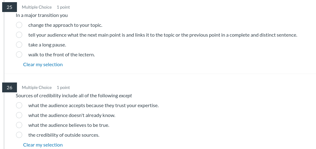 answer 2 Multiple Choice 1 point In a major