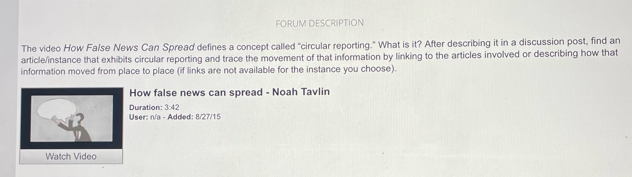 FORUM DESCRIPTION \"circular reporting.\" What is