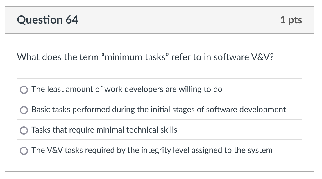 correct ans What does the term \"minimum tasks\"