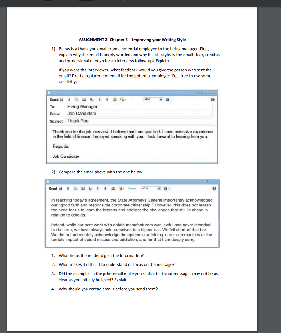 ASSIGNMENT 2: Chapter 5 Improving your Writing