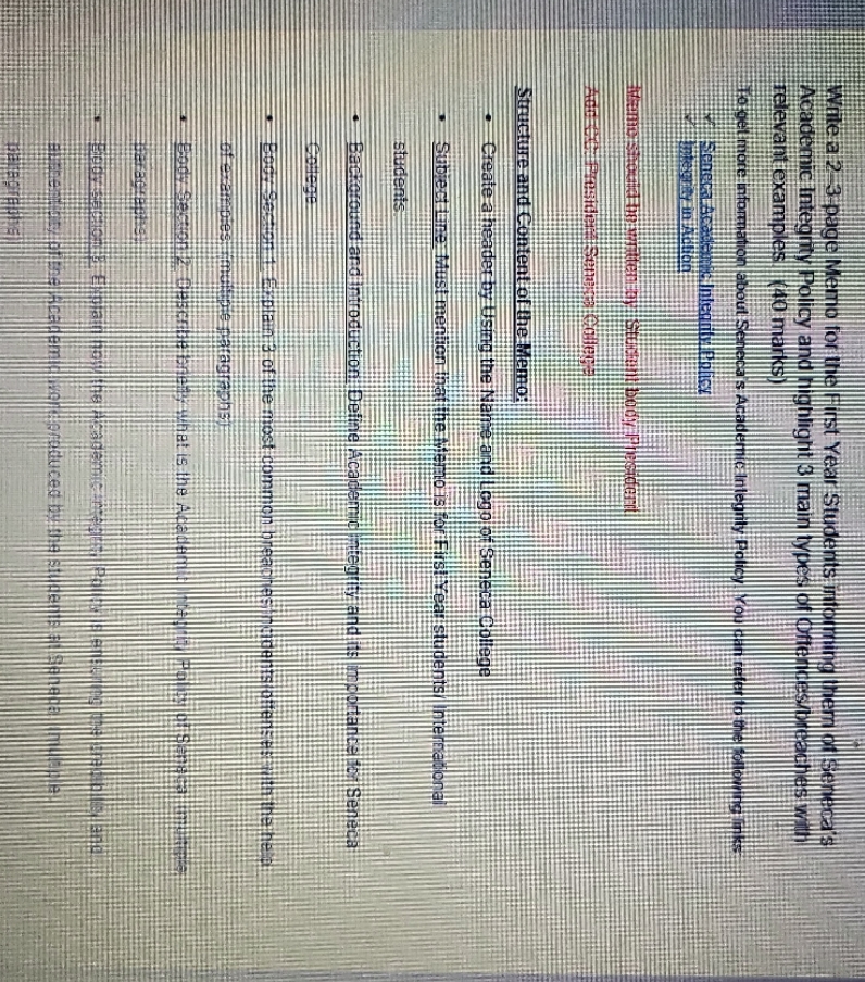 Write a 2 3 page Memo for the First Year Students