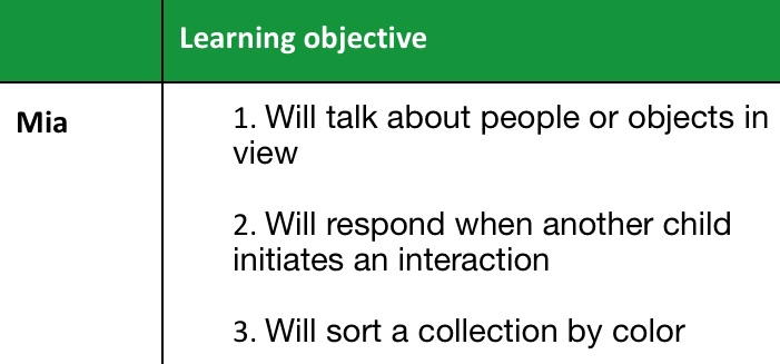 Instructions: Use the focus child and plan for