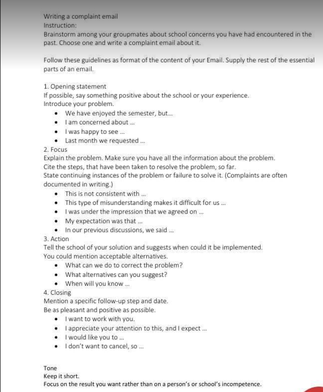 Kindly make a complaint email, in the same