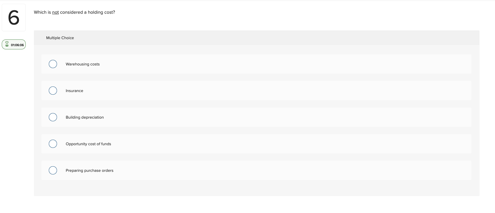 Provide the answer 6 Which is not considered a