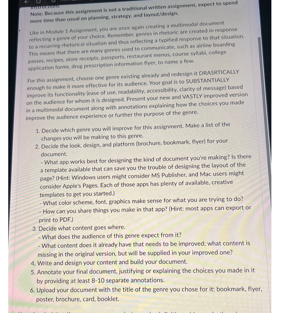 instructions Note: Because this assignment is not