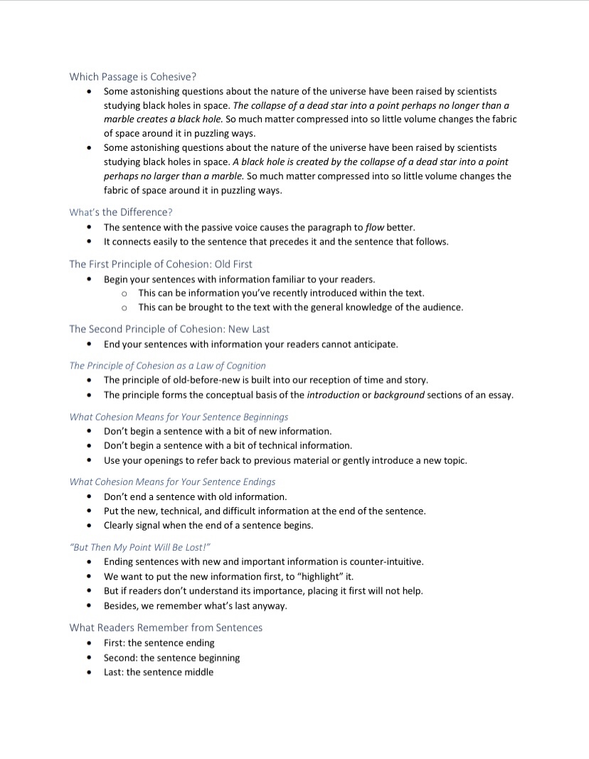 Conciseness, Cohesion, and Coherence Directed