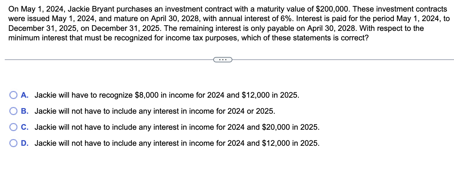 On May 1 , 2 0 2 4 , Jackie Bryant purchases an