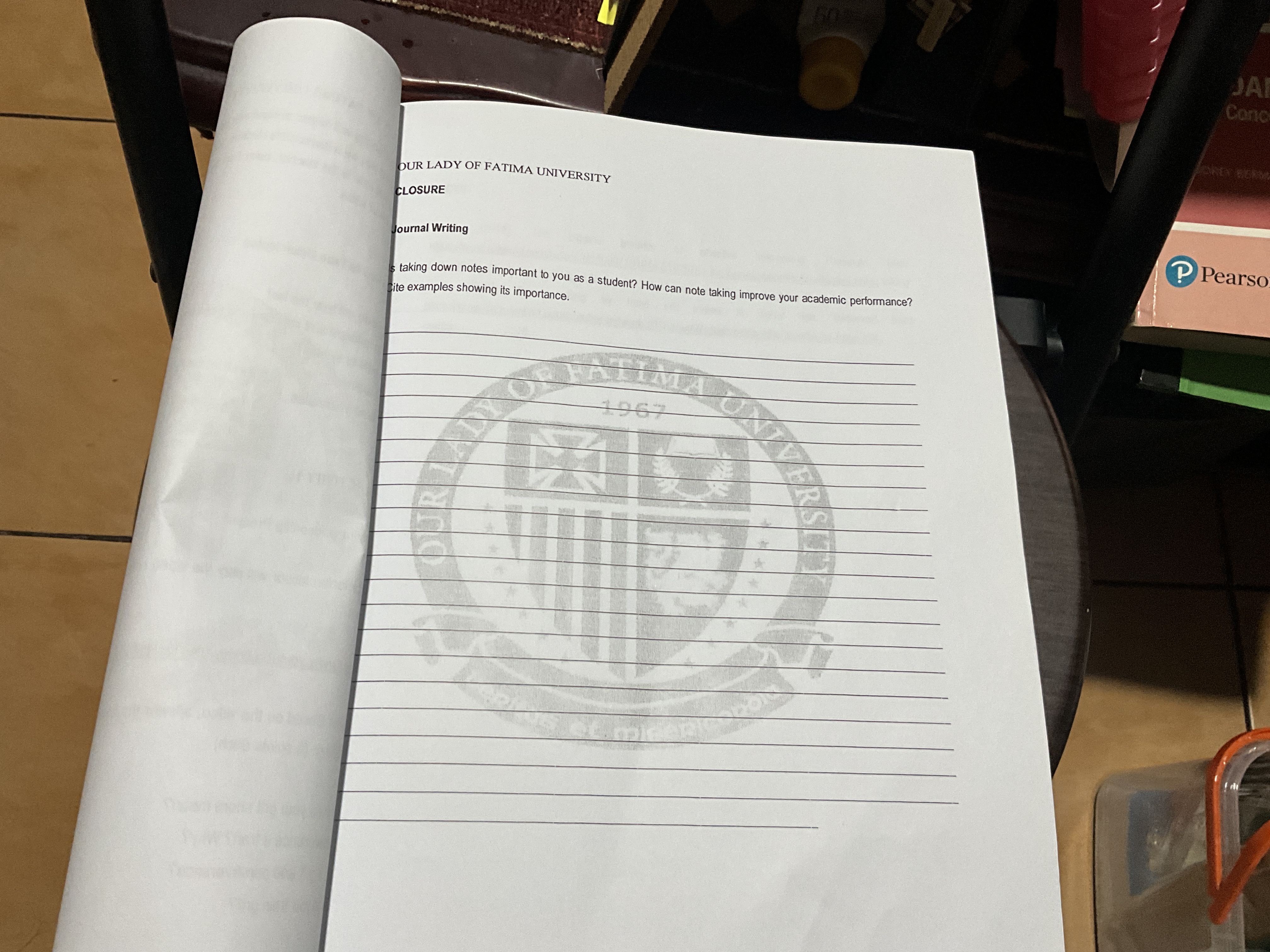 Assignment on Veritas112 on journal writing on