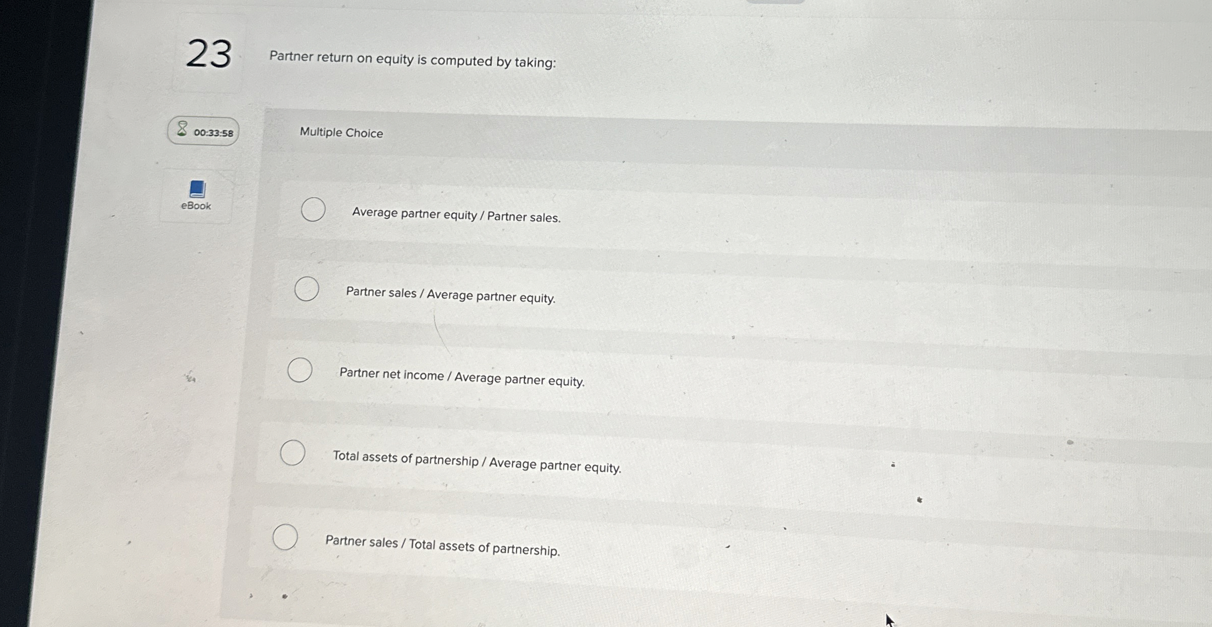 2 3 Partner return on equity is computed by