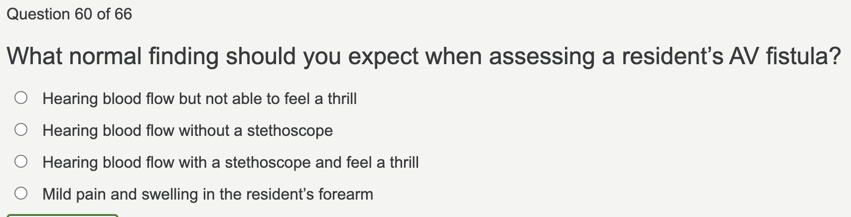 answer Question 60 of 66 What normal finding