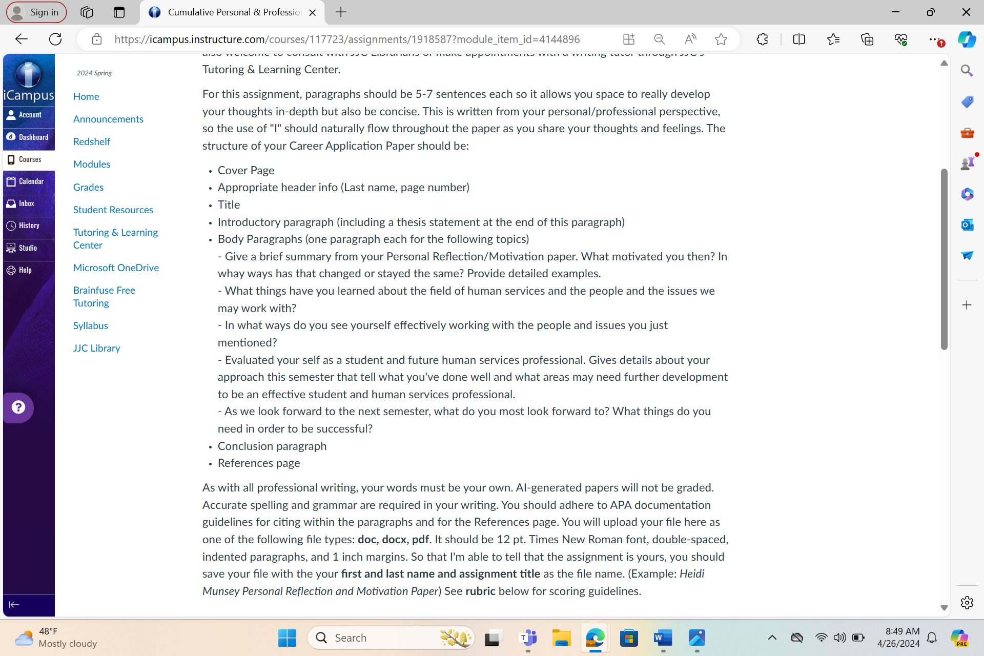 @ . ) Cumulative Personal & Professic x + - a X A