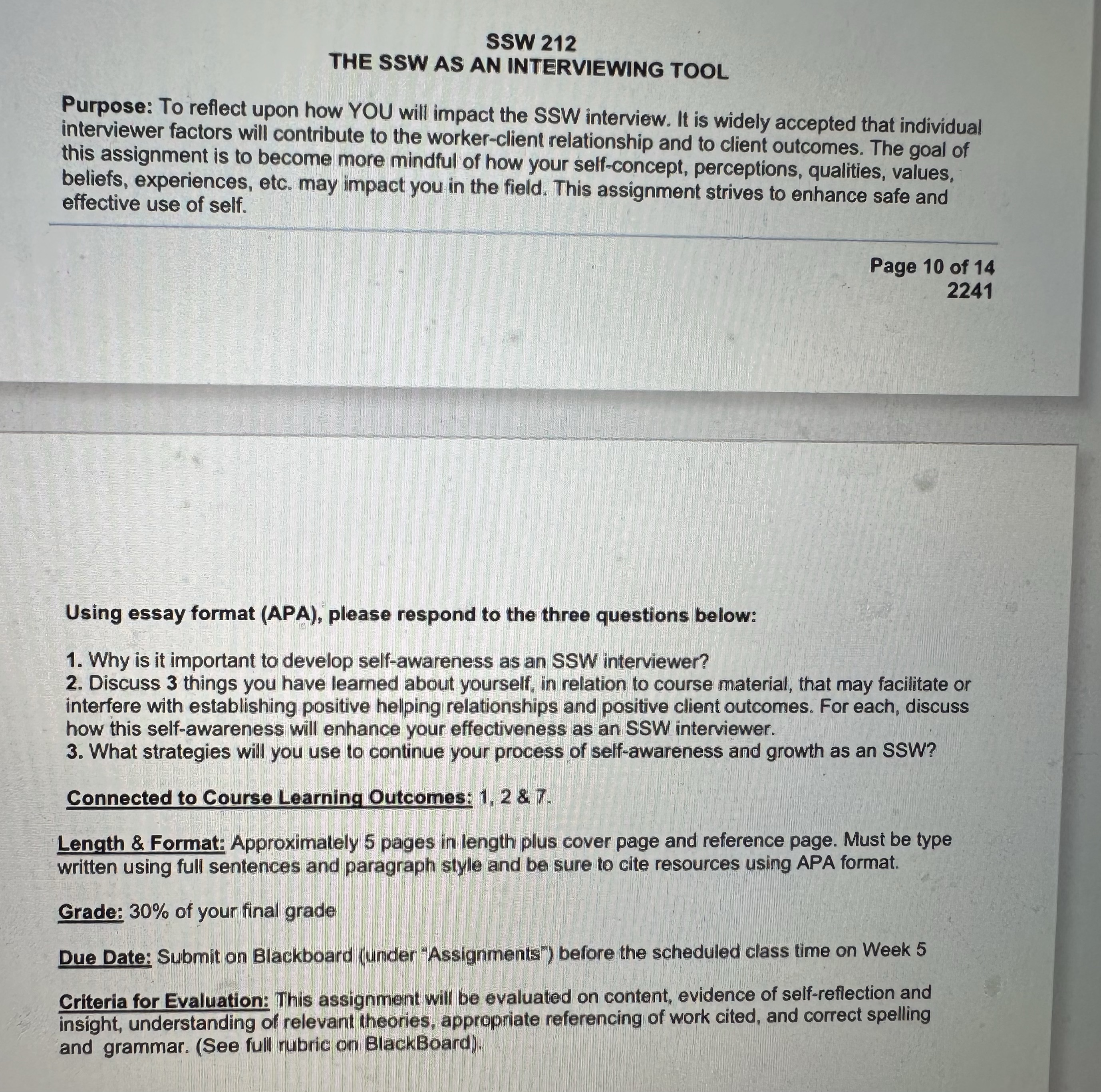 Please help me with this assignment please SSW